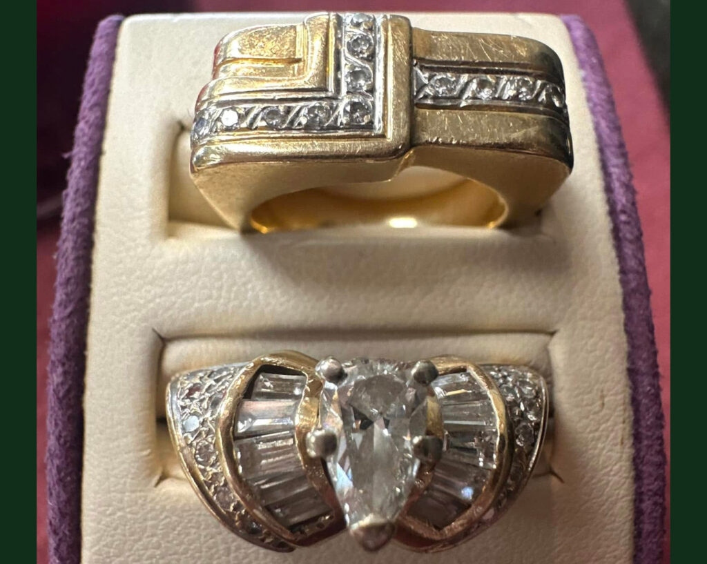 Two rings used for a redesigned ring.