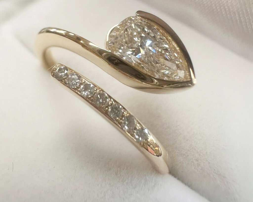 A beautiful diamond ring that has been redesigned from an old ring redesign